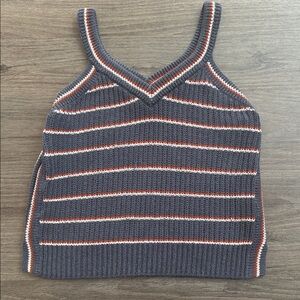 Madewell Gray cream rust color Striped Camisole sweater size small